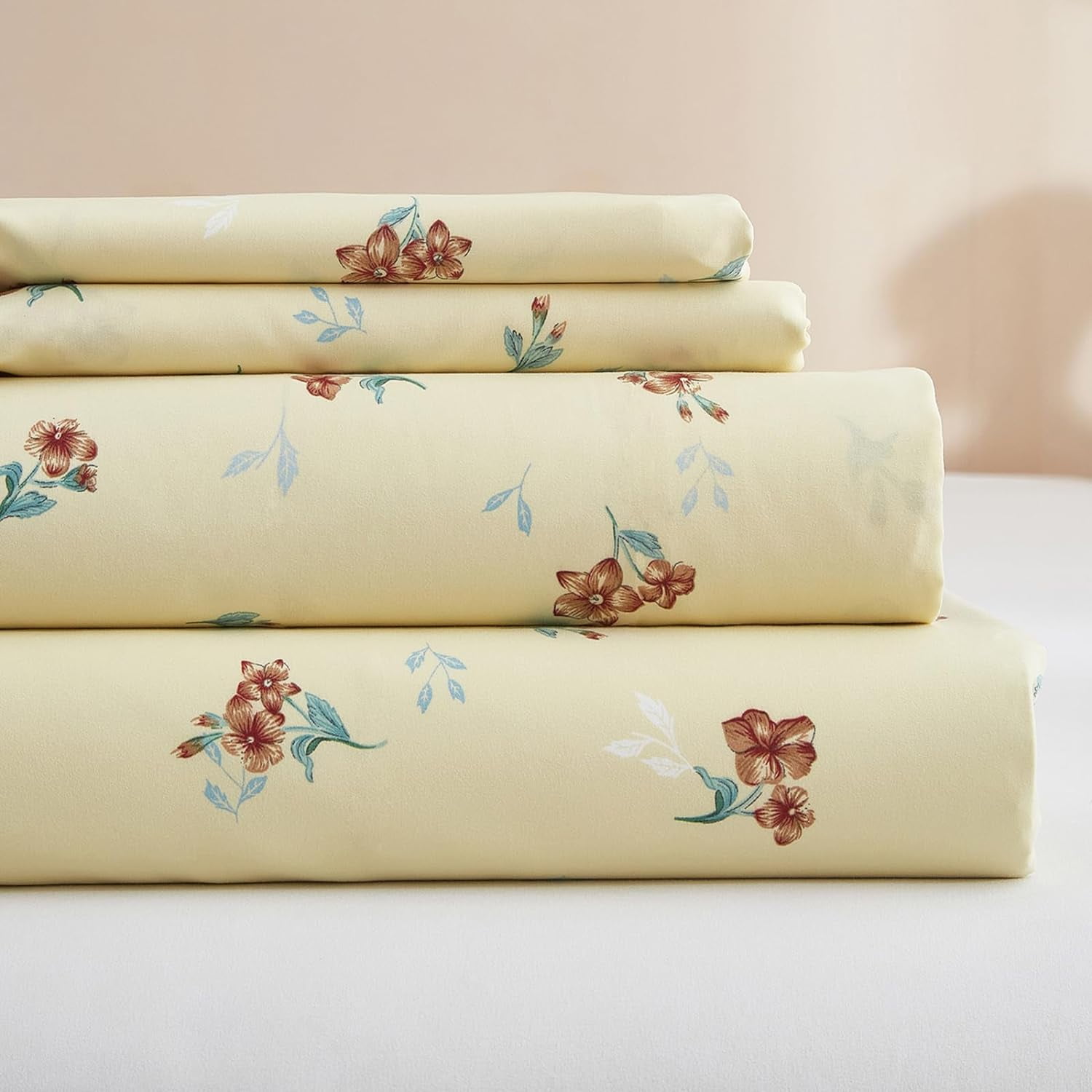 3 Piece Bed Sheets Set Twin Xl Sheets White Extra Soft Blue Floral