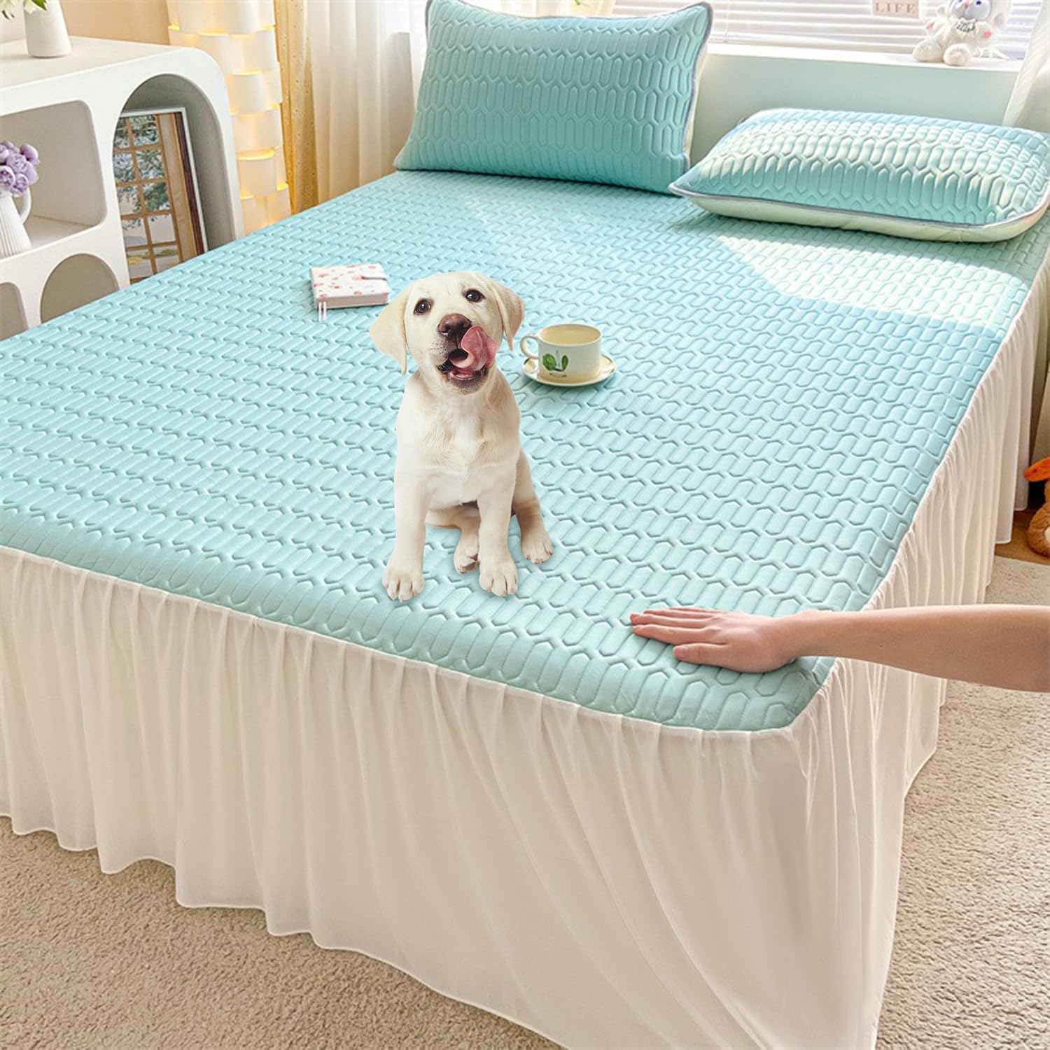 3 Piece Bed Skirts Queen Size Wrap Around Chiffon Bed Ruffle with