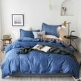 thumbnail image 1 of 3-Piece Bedding Set 78.7x90.5in Soft Water Washed Fabric Comforter Cover and 2 Pillowcases Machine Washable Reversible Design Grey, 1 of 7