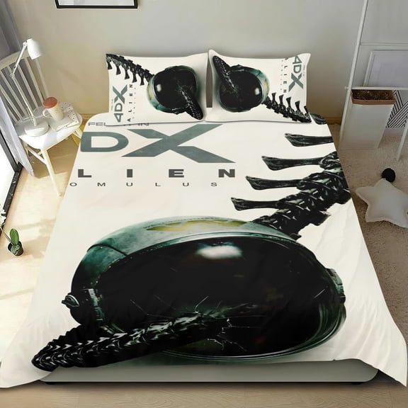 3 Piece Bedding Set Alien: Romulus Comforter Set Cute Duvet Cover Sets Super Soft Teens Bedding Set Kids Bedroom Gifts,1 Duvet Cover with 2 Pillowcases Twin