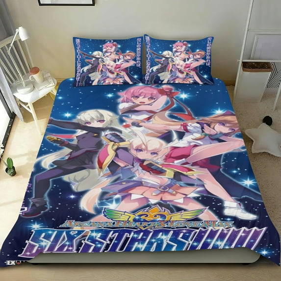 3 Piece Bedding Set Arcana Heart 3 LOVEMAX SIXSTARS Comforter Set Cute Duvet Cover Sets Super Soft Teens Bedding Set Kids Bedroom Gifts,1 Duvet Cover with 2 Pillowcases Twin