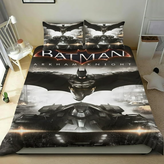 3 Piece Bedding Set Batman Arkham Knight Comforter Set Cute Duvet Cover Sets Super Soft Teens Bedding Set Kids Bedroom Gifts,1 Duvet Cover with 2 Pillowcases Twin