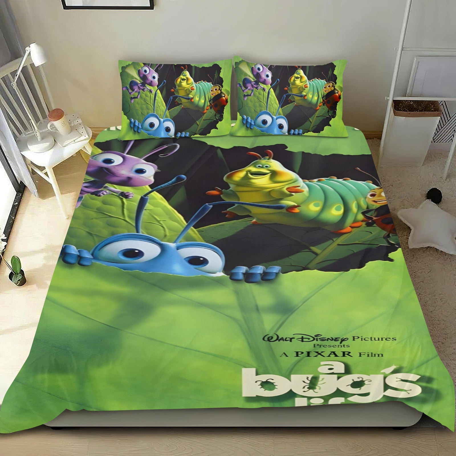 3 Piece Bedding Set For A Bug's Life Comforter Cover Set Cute Duvet Cover Sets Super Soft Teens Bedding Set Kids Bedroom Gifts,1 Duvet Cover with 2 Pillowcases Twin