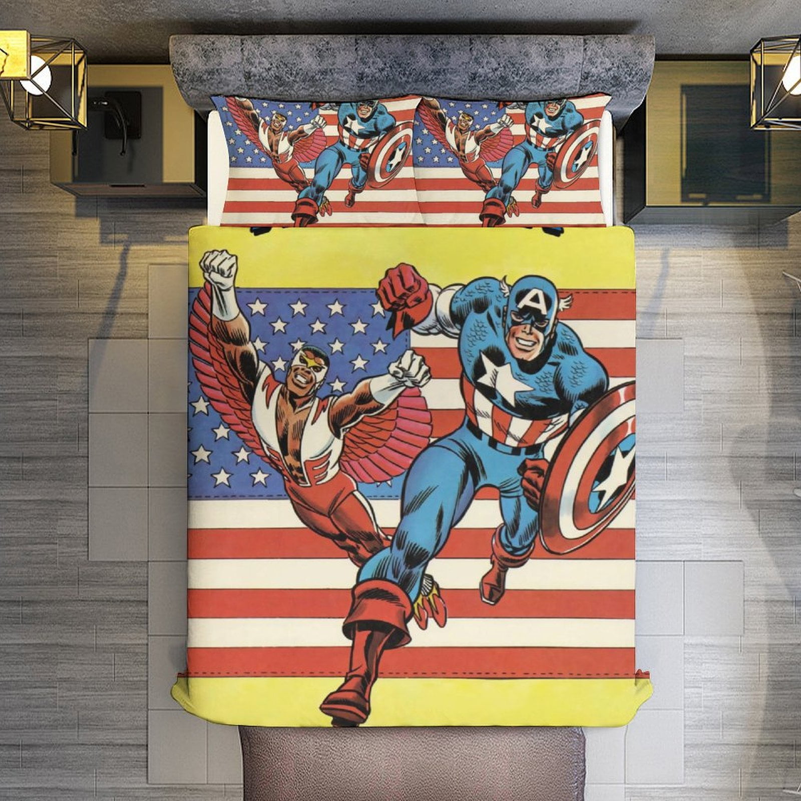 3 Piece Bedding Set,Captain America And The Falcon Comforter Set for