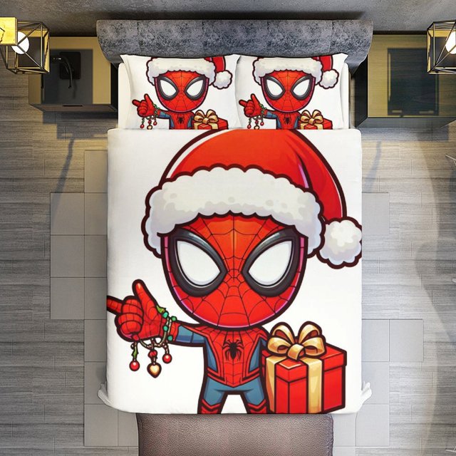 3 Piece Bedding Set,Christmas SpiderMan Comforter Set for Kids Boys