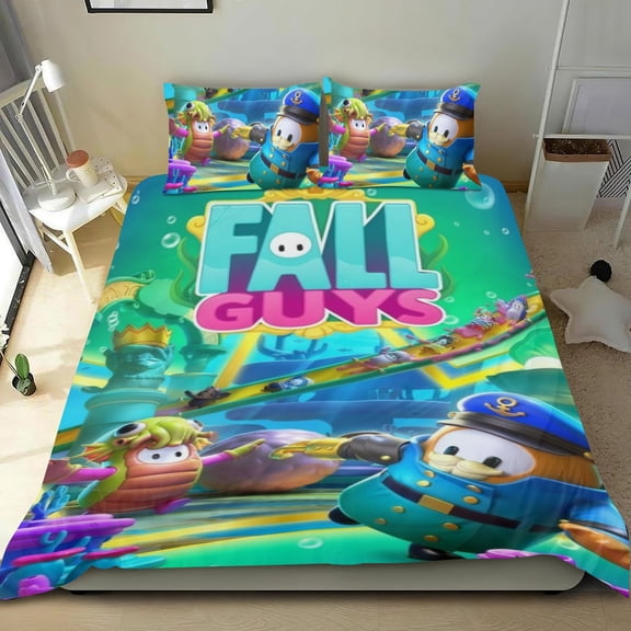 3 Piece Bedding Set For Fall Guys Comforter Cover Set Cute Duvet Cover Sets Super Soft Teens Bedding Set Kids Bedroom Gifts,1 Duvet Cover with 2 Pillowcases Twin