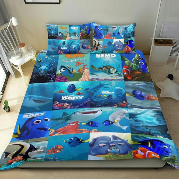 3 Piece Bedding Set For Finding Nemo Comforter Cover Set Cute Duvet Cover Sets Super Soft Teens Bedding Set Kids Bedroom Gifts,ses Twin