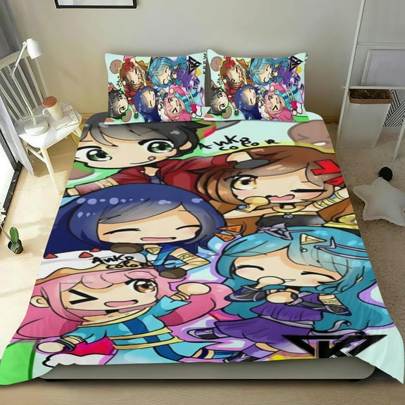 3 Piece Bedding Set For Funneh Krew Comforter Cover Set Cute Duvet Cover Sets Super Soft Kids Teens Bedroom Gifts Twin