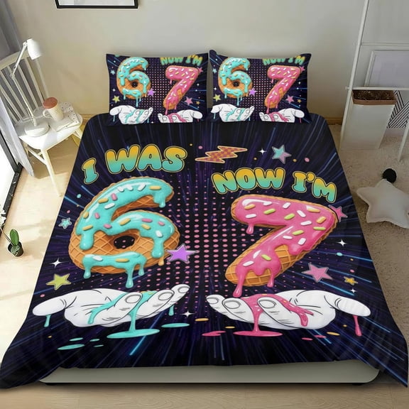 3 Piece Bedding Set For Six Seven 67 Comforter Cover Set Cute Duvet Cover Sets Teens Kids Bedroom Super Soft Gifts Twin