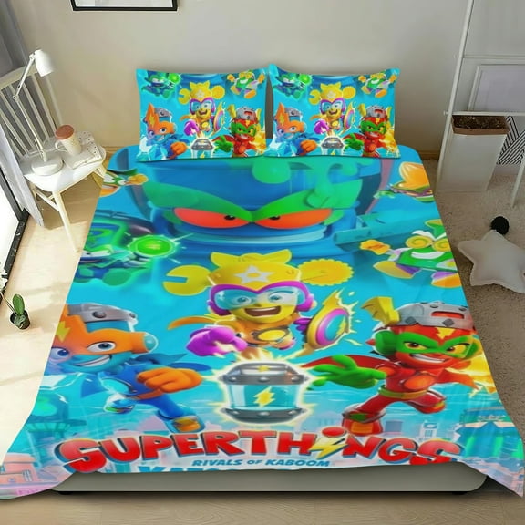 3 Piece Bedding Set For Superthings Rivals of Kaboom Comforter Cover Set Cute Duvet Cover Sets Super Soft Teens Kids Bedroom Gifts Twin