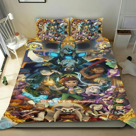 3 Piece Bedding Set For The Owl House Comforter Cover Set Cute Duvet Cover Sets Teens Kids Bedroom Super Soft Gifts Twin