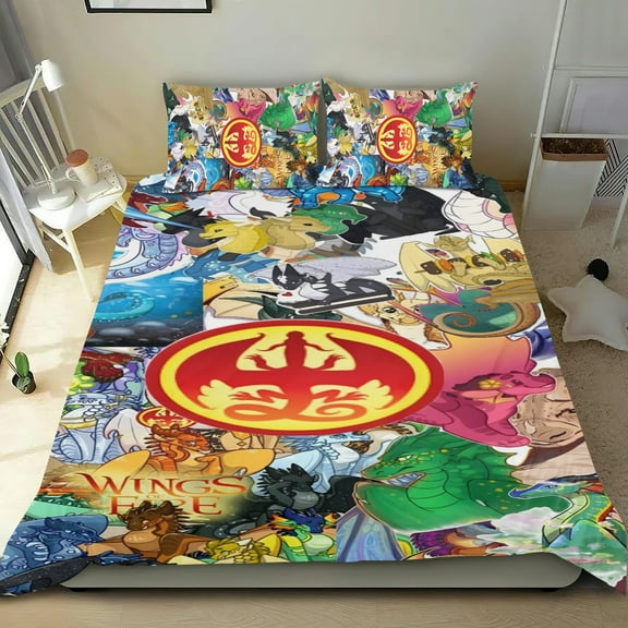 3 Piece Bedding Set For Wings of Fire Comforter Cover Set Cute Duvet Cover Sets Teens Kids Bedroom Super Soft Gifts Twin