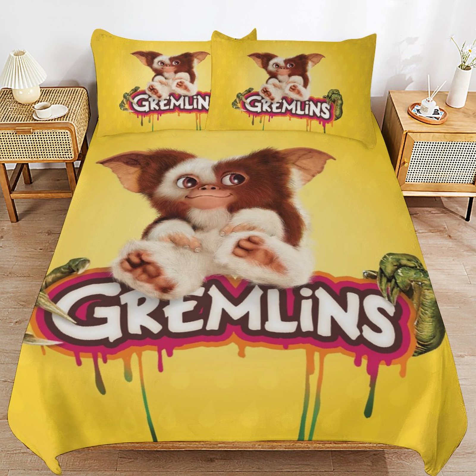 3Piece Bedding Set Funny Comforter Sets Gremlins Bed Duvet Cover with