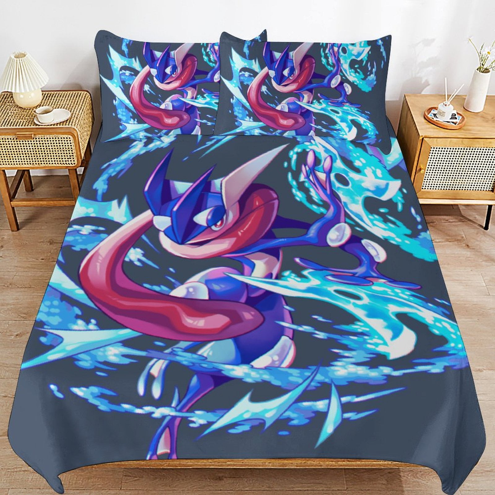 3Piece Bedding Set Funny Comforter Sets Greninja Bed Duvet Cover with
