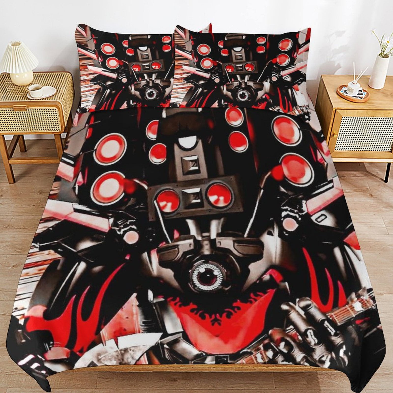 3Piece Bedding Set Funny Comforter Sets Skibidi Toilet Bed Duvet Cover