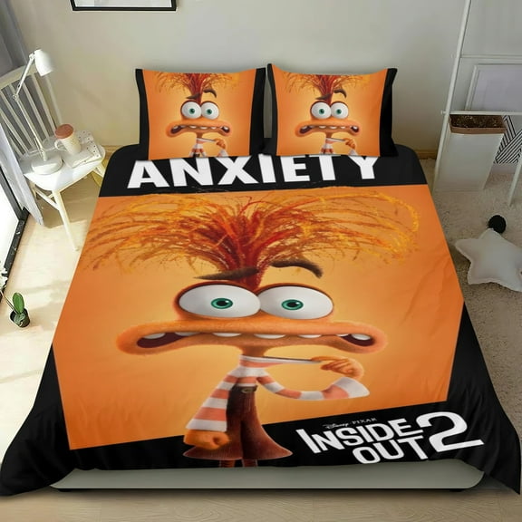 3 Piece Bedding Set Inside Out 2 Anxiety Comforter Set Cute Duvet Cover Sets Super Soft Teens Bedding Set Kids Bedroom Gifts,1 Duvet Cover with 2 Pillowcases Twin