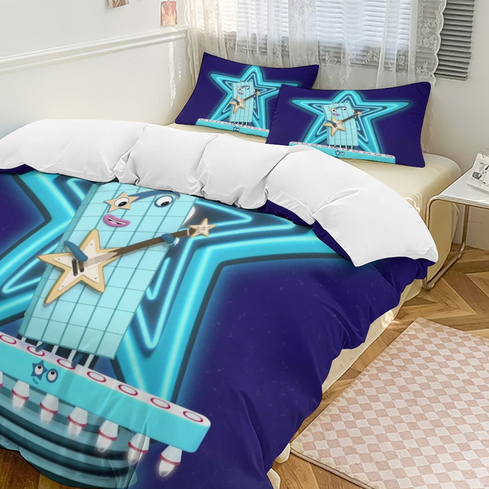 Numbers Bedding 3 Piece Bedding Set Number Cartoon Show Block Comforter Cover Set Cute ...