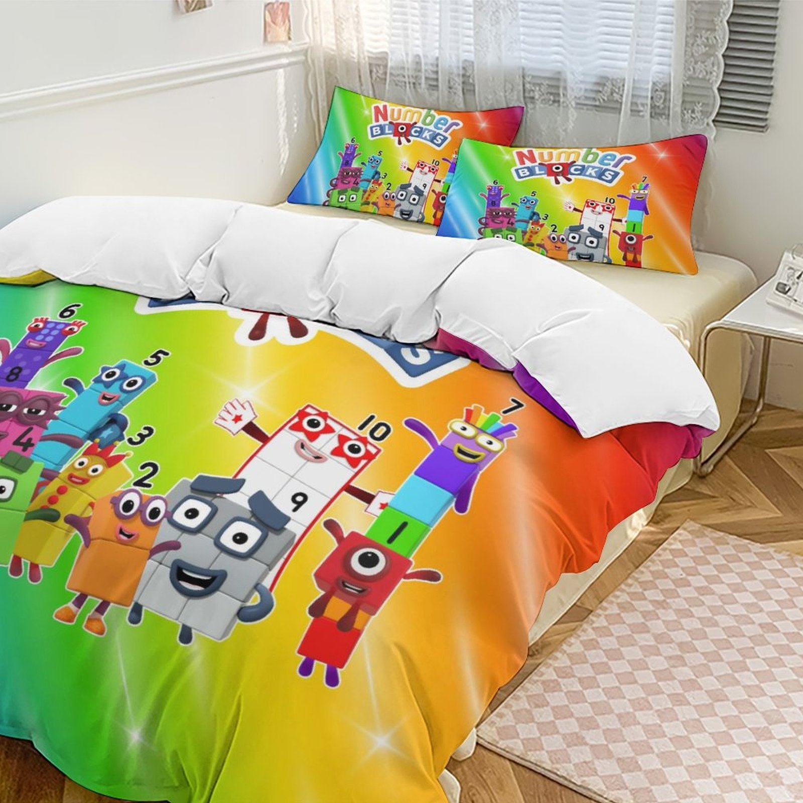 Numbers Bedding 3 Piece Bedding Set Number Cartoon Show Block Comforter Cover Set Cute ...