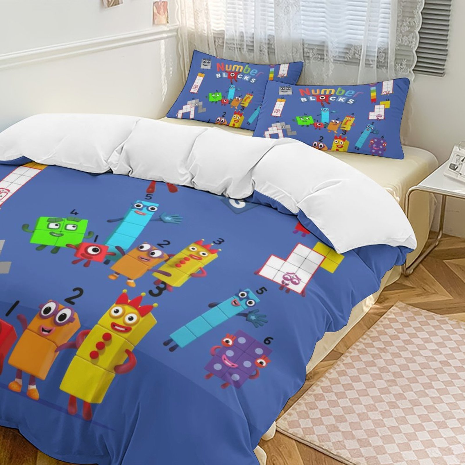 Numbers Bedding 3 Piece Bedding Set Number Cartoon Show Block Comforter Cover Set Cute ...