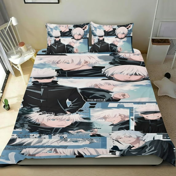 3 Piece Bedding Set For Satoru Gojo Duvet Cover Sets Comforter Cover Set Cute Super Soft Teens Bedding Set Kids Bedroom Gifts,1 Duvet Cover with 2 Pillowcases 53" x 78.7"(135*200cm)