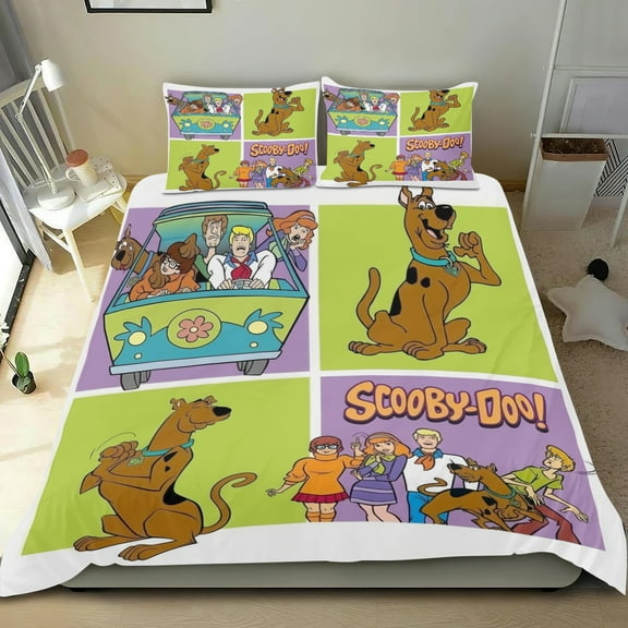 3 Piece Bedding Set For Scooby-Doo Duvet Cover Sets Comforter Cover Set Cute Super Soft Teens Bedding Set Kids Bedroom Gifts,1 Duvet Cover with 2 Pillowcases Twin