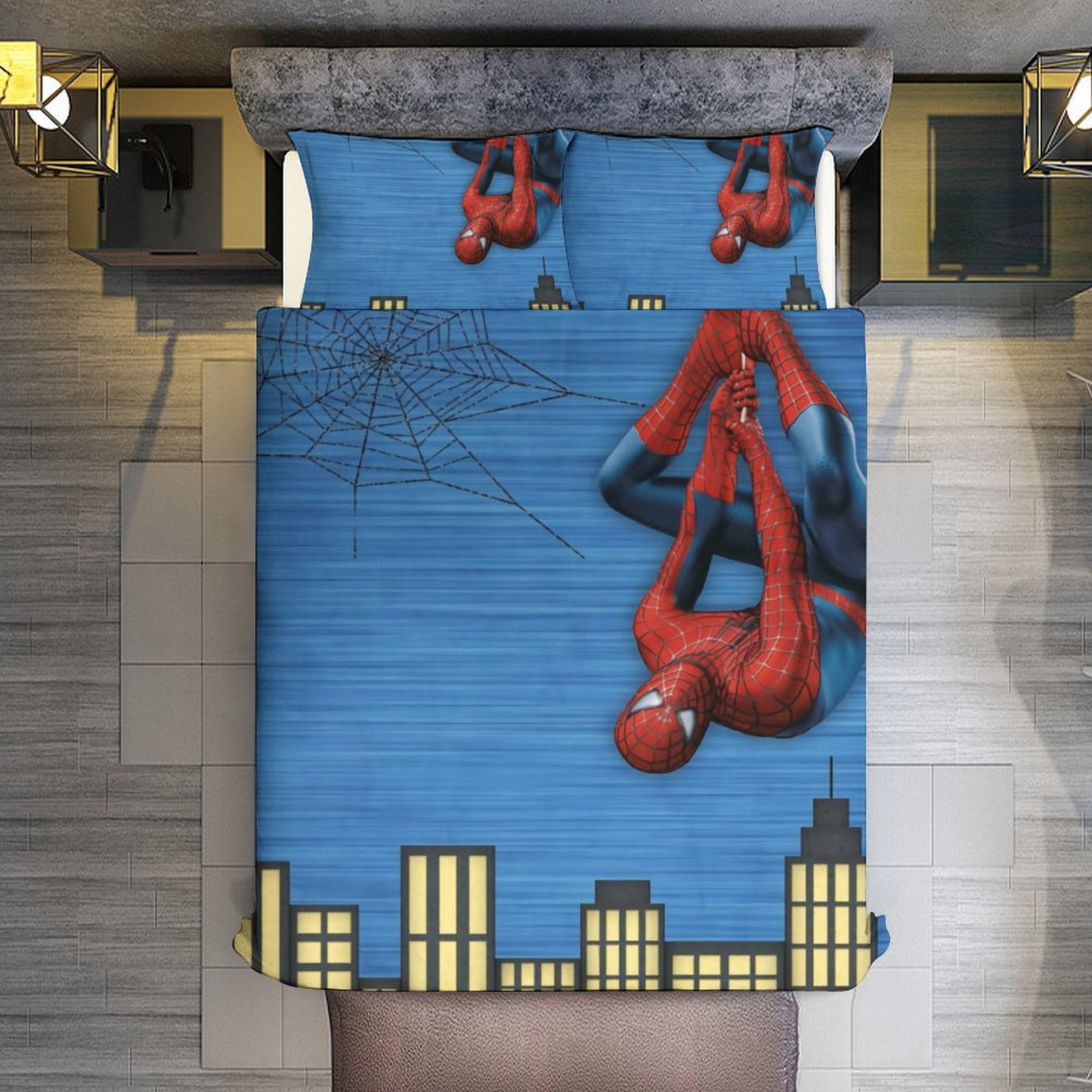 3 Piece Bedding Set,SpiderMan Upside Down Comforter Set for Kids Boys