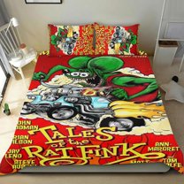 3 Piece Bedding Set Tales of the Rat Fink Comforter Set Cute Duvet Cover Sets Super Soft Teens Bedding Set Kids Bedroom Gifts,1 Duvet Cover with 2 Pillowcases Twin