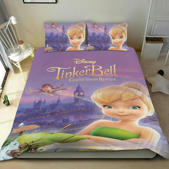 3 Piece Bedding Set For Tinker Bell Duvet Cover Sets Comforter Cover Set Cute Super Soft For Teens Kids Bedroom Gifts,1 Duvet Cover with 2 Pillowcases Twin