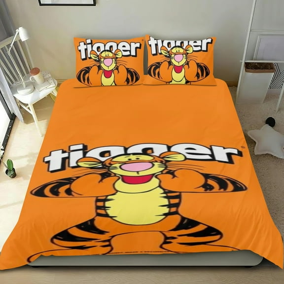 3 Piece Bedding Set For Winnie the Pooh Tigger Duvet Cover Sets Comforter Cover Set Cute Super Soft For Teens Kids Bedroom Gifts,1 Duvet Cover with 2 Pillowcases Twin