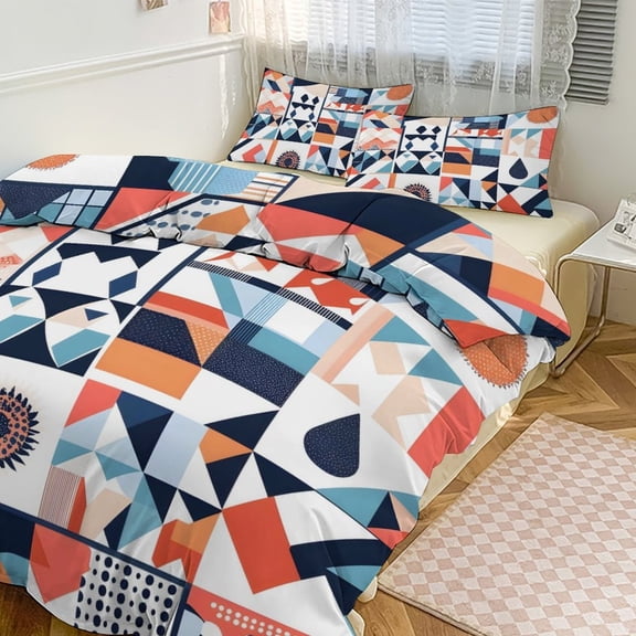 3 - Piece Bedding Set Without A Pillow Core Light And Soft Design Hidden Easy Pilling And Easy to Do AliceBlue Geometric Patterns_4 90"x90"