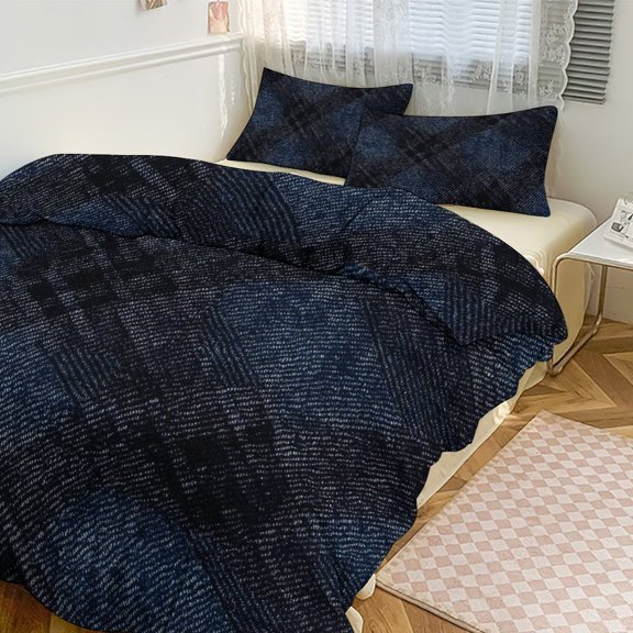 3 - Piece Bedding Set Without A Pillow Core Light And Soft Design Hidden Easy Pilling And Easy to Do Argyle Plaid DarkSlateBlue_3 86"x70"