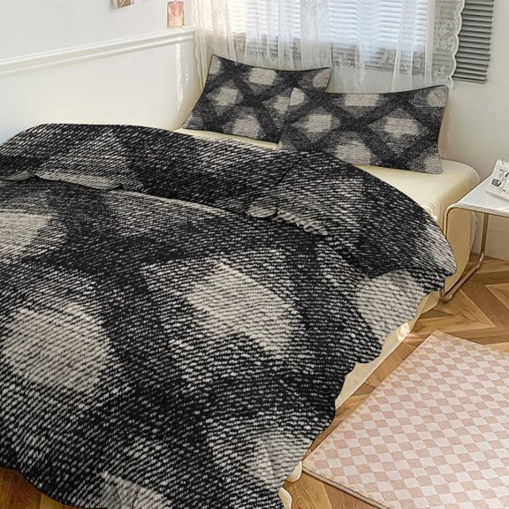 3 - Piece Bedding Set Without A Pillow Core Light And Soft Design Hidden Easy Pilling And Easy to Do Argyle Plaid DimGray_40978_4 90"x90"