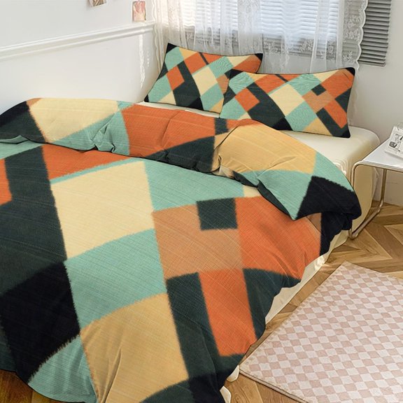 3 - Piece Bedding Set Without A Pillow Core Light And Soft Design Hidden Easy Pilling And Easy to Do Argyle Plaid LightCoral_3 90"x90"