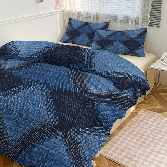 3 - Piece Bedding Set Without A Pillow Core Light And Soft Design Hidden Easy Pilling And Easy to Do Argyle Plaid MediumSlateBlue_2 90"x90"