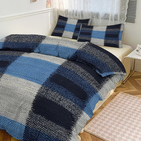 3 - Piece Bedding Set Without A Pillow Core Light And Soft Design Hidden Easy Pilling And Easy to Do Argyle Plaid MediumSlateBlue_3 86"x70"