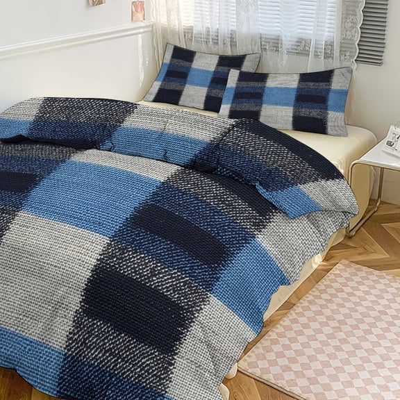 3 - Piece Bedding Set Without A Pillow Core Light And Soft Design Hidden Easy Pilling And Easy to Do Argyle Plaid MediumSlateBlue_3 90"x90"