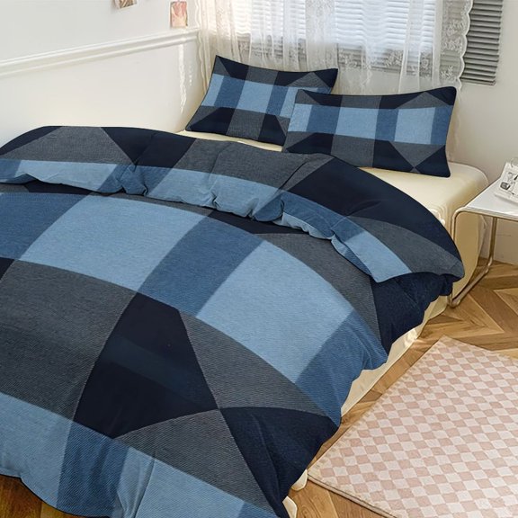 3 - Piece Bedding Set Without A Pillow Core Light And Soft Design Hidden Easy Pilling And Easy to Do Argyle Plaid MediumSlateBlue_4 86"x70"