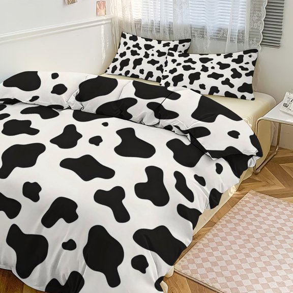 3 - Piece Bedding Set Without A Pillow Core Light And Soft Design Hidden Easy Pilling And Easy to Do Simple Cow Print Pattern, Vector Art Style_1 90"x90"