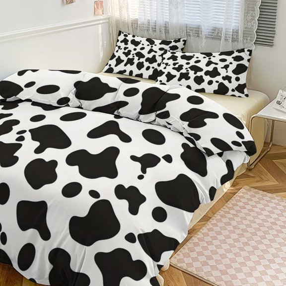 3 - Piece Bedding Set Without A Pillow Core Light And Soft Design Hidden Easy Pilling And Easy to Do Simple Cow Print Pattern, Vector Art Style_3 90"x90"