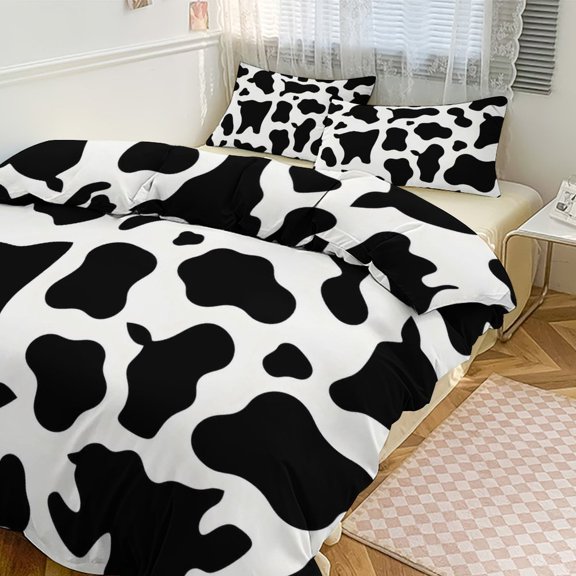 3 - Piece Bedding Set Without A Pillow Core Light And Soft Design Hidden Easy Pilling And Easy to Do Simple Cow Print Pattern, Vector Art Style_4 90"x90"