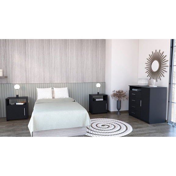 3 Piece Bedroom Furniture Suite - Intuitive Assembly with Interlocking - Bedroom Arrangement - Durable Particle Board Pieces