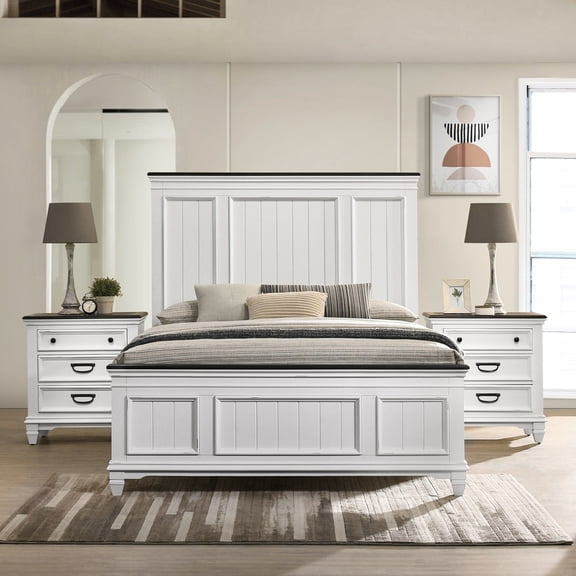 3-Piece Bedroom Set | For Bedroom with Modern Farmhouse Vibe | Solid Wood and Veneer Materials | Distressed Finish for Character
