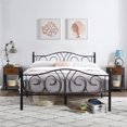 thumbnail image 1 of 3-Piece Bedroom Sets, Queen Size Metal Bed Frame and 2 Brown Nightstands, 1 of 7