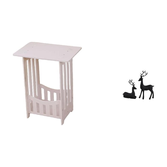 3 Piece Bedside Table Side Table Reindeer Statue Durable PVC Wood Material for Living Room Bedroom Office Lounge