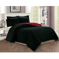 thumbnail image 1 of 3-Piece Bedspread Coverlet Quilted Set with Shams-King/California King Black/Burgundy, 1 of 1