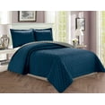 thumbnail image 1 of 3-Piece Bedspread Coverlet Quilted Set with Shams - King/California King, Navy Blue/Gray, 1 of 1