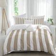 thumbnail image 1 of 3 Piece Beige Striped Duvet Cover Set California King,Microfiber Comforter/Quilt Cover with Corner Ties and 2 Pillowcases,Modern Farmhouse Beige White Stripes All Season Bedding with Zipper Closure, 1 of 8