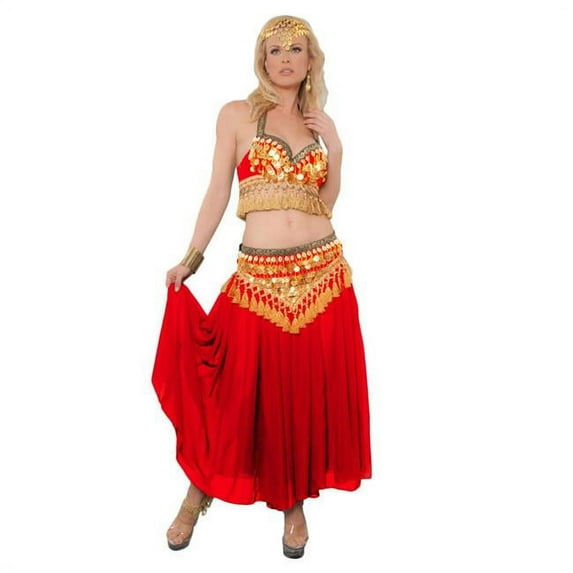 3 Piece Belly Dancer Costume Set, Red - Extra Large