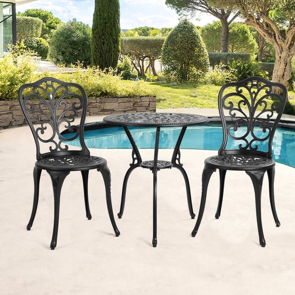 3-Piece Bistro Set | Durable Cast Aluminum | Patio, Backyard Relaxing