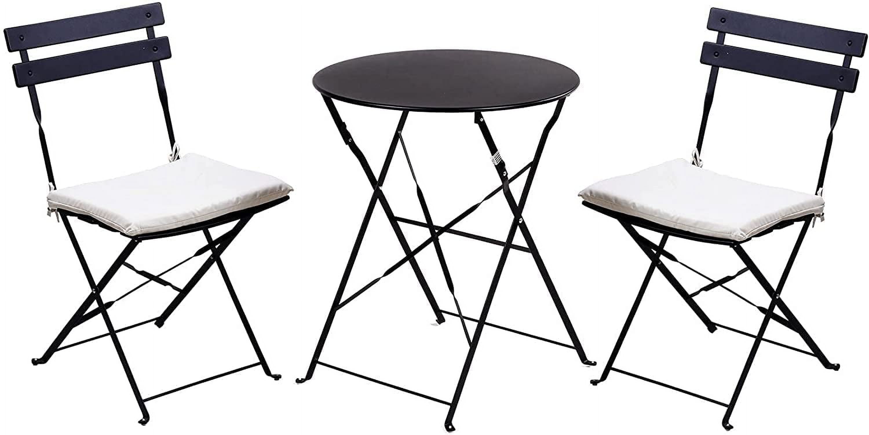 3Piece Bistro Set Folding Outdoor Furniture Sets Portable Design for Bistro & Balcony (White
